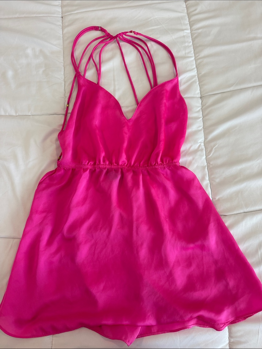 Victoria's Secret Hot Pink Satin Strappy Chemise